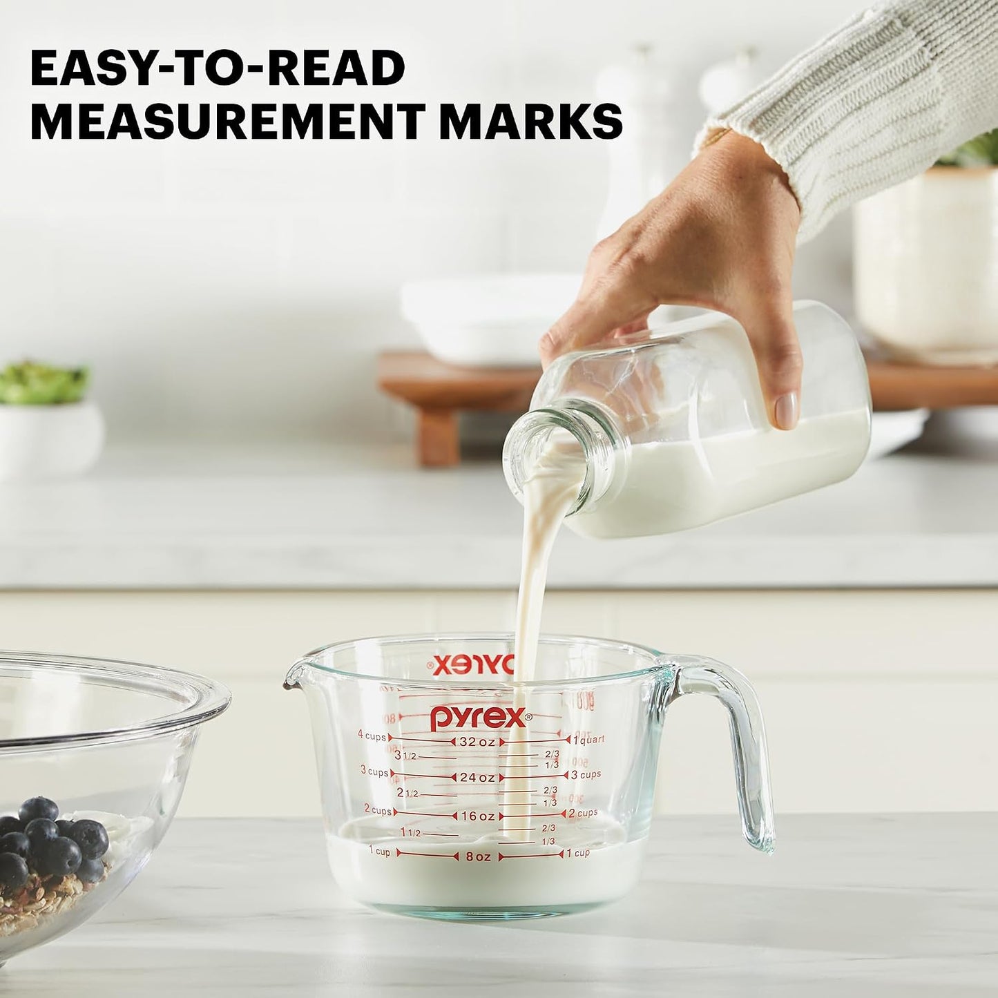 Pyrex Essentials (3-Pack) Glass Measuring Cups Set, (1, 2 & 4 Cup) Measuring Cups