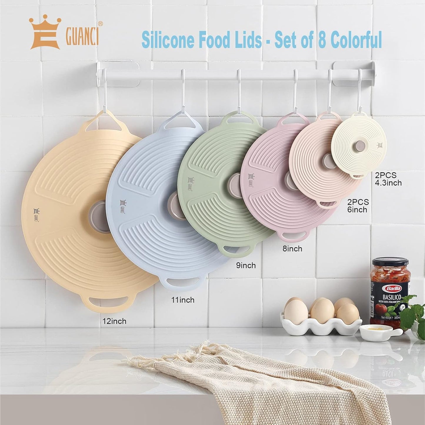 GUANCI Silicone Lids for Bowl 8 Pack, Microwave Splatter Cover