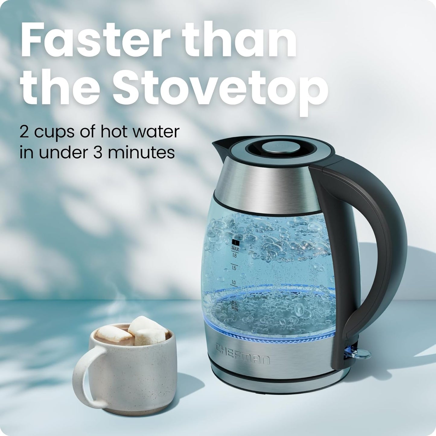 Chefman 1.8L Electric Glass Kettle