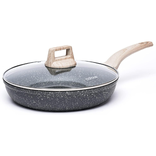 CAROTE Non Stick Frying Pan, 10 Inch Classic Granite Skillet with Glass Lid
