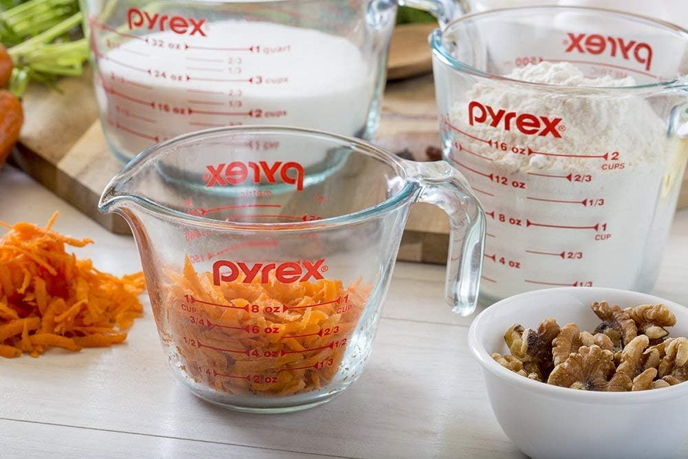Pyrex Essentials (3-Pack) Glass Measuring Cups Set, (1, 2 & 4 Cup) Measuring Cups