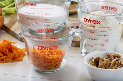Pyrex Essentials (3-Pack) Glass Measuring Cups Set, (1, 2 & 4 Cup) Measuring Cups