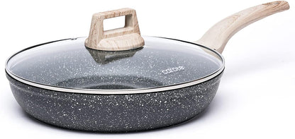 CAROTE Non Stick Frying Pan, 10 Inch Classic Granite Skillet with Glass Lid