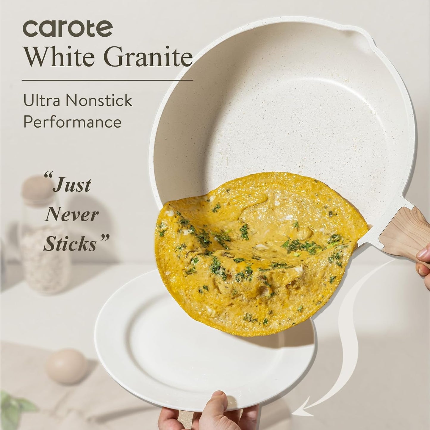 CAROTE Non Stick Frying Pan, 10 Inch Classic Granite Skillet with Glass Lid