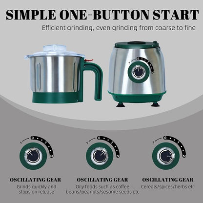 Versatile Kitchen Grinder | 500W Electric Mill | Grinds Spices, Nuts, Grains, Coffee | 3 Stainless Steel Blades