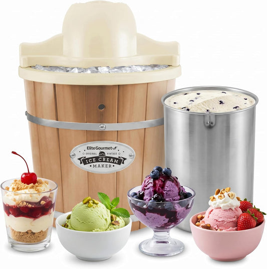 Elite Gourmet 6QT Vintage Ice Cream Maker