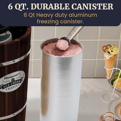 Elite Gourmet 6QT Vintage Ice Cream Maker