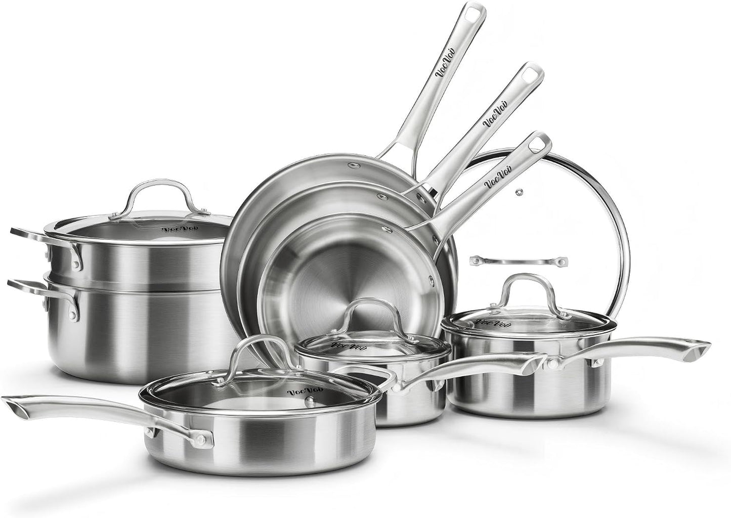 Stainless Steel Cookware Set,Tir-Ply Pots and Pans Set