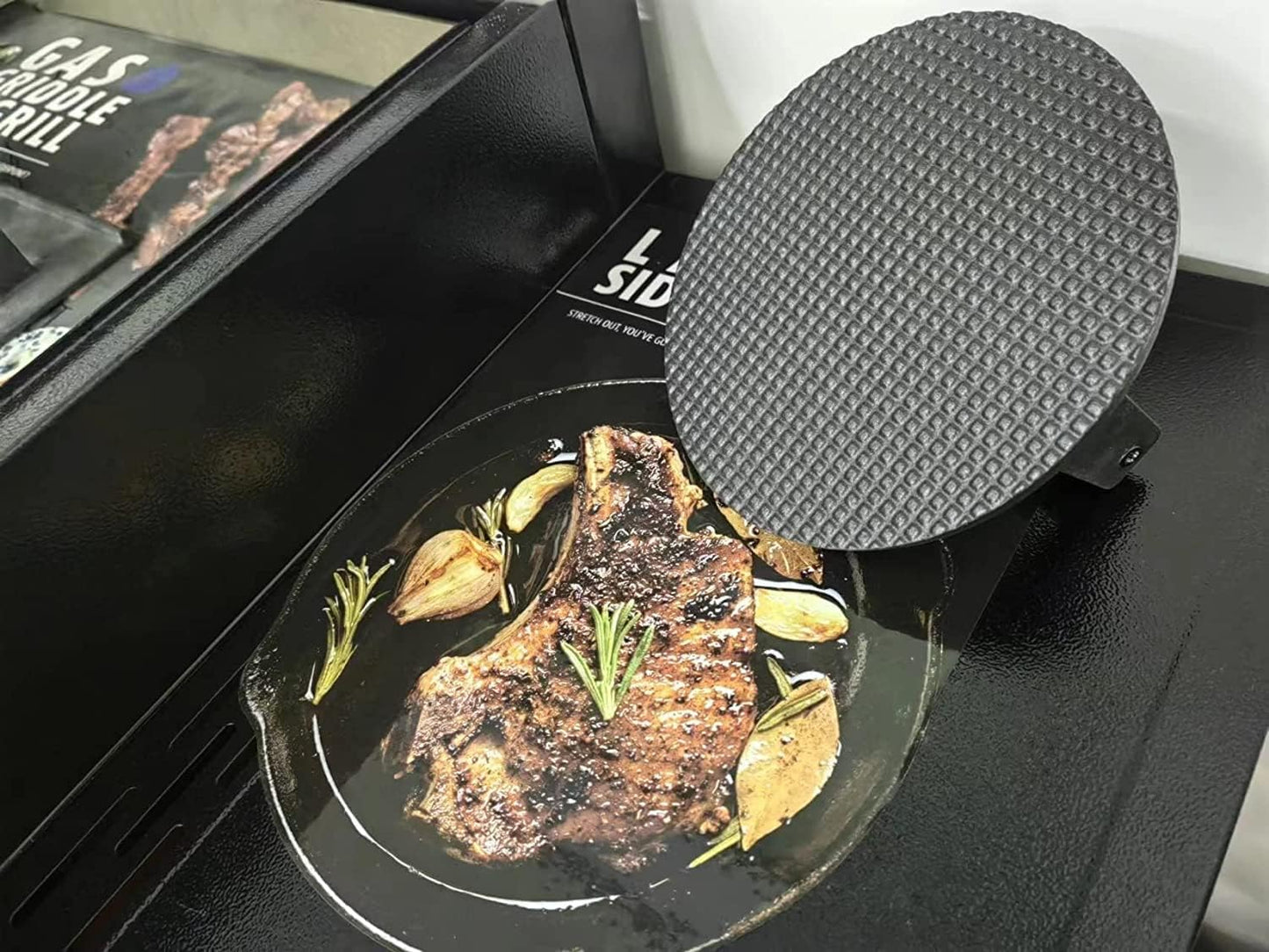 Burger Press 7.08" Round & 8.3”X4.3”Rectangle Heavy-Duty Cast Iron Smash Meat