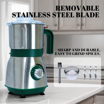 Versatile Kitchen Grinder | 500W Electric Mill | Grinds Spices, Nuts, Grains, Coffee | 3 Stainless Steel Blades