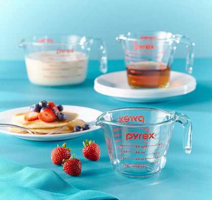 Pyrex Essentials (3-Pack) Glass Measuring Cups Set, (1, 2 & 4 Cup) Measuring Cups