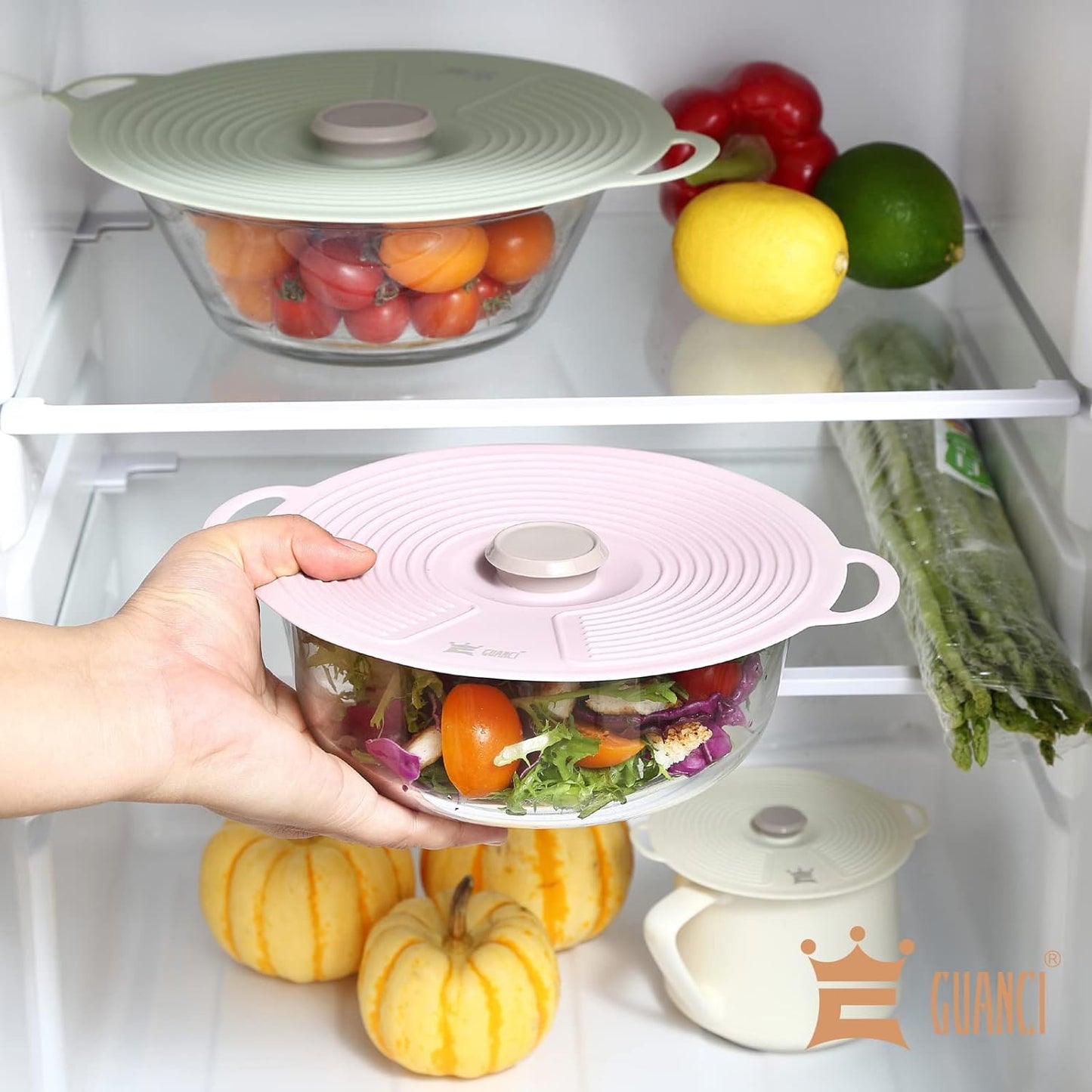 GUANCI Silicone Lids for Bowl 8 Pack, Microwave Splatter Cover