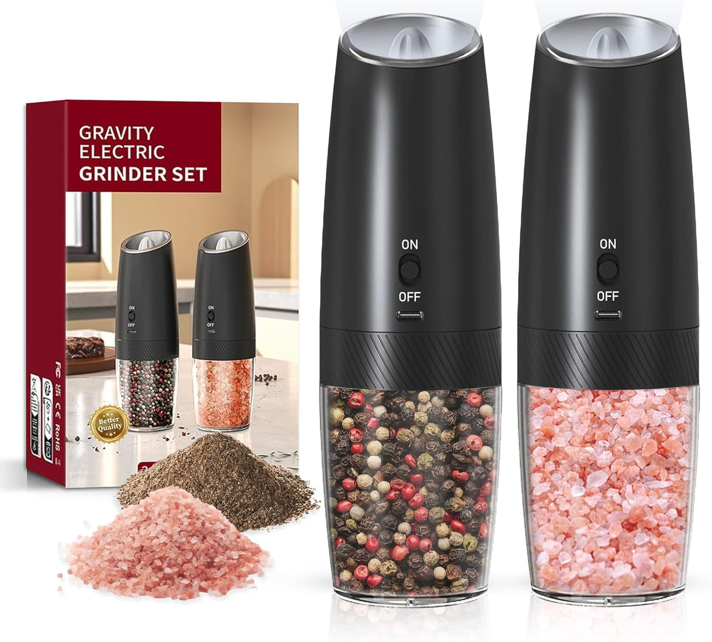 Gravity Electric Salt & Pepper Grinder Set