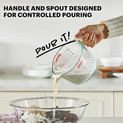 Pyrex Essentials (3-Pack) Glass Measuring Cups Set, (1, 2 & 4 Cup) Measuring Cups