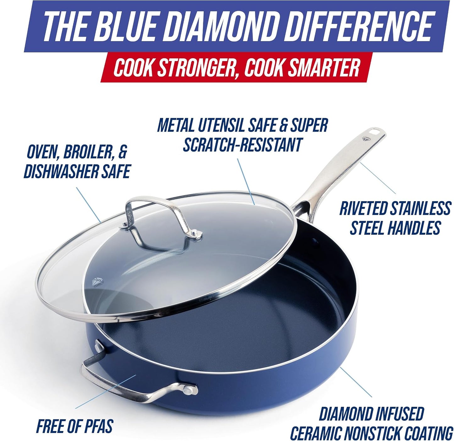Blue Diamond 10" Diamond Infused Ceramic Non-stick Frying Pan Skillet