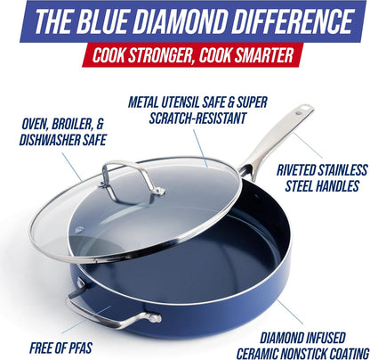 Blue Diamond 10" Diamond Infused Ceramic Non-stick Frying Pan Skillet
