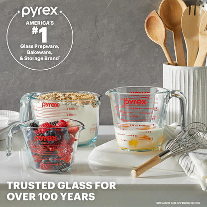 Pyrex Essentials (3-Pack) Glass Measuring Cups Set, (1, 2 & 4 Cup) Measuring Cups
