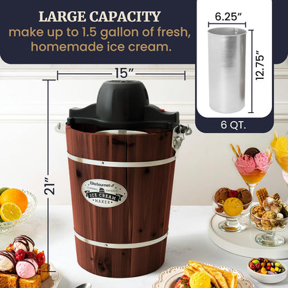 Elite Gourmet 6QT Vintage Ice Cream Maker