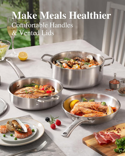 Stainless Steel Cookware Set,Tir-Ply Pots and Pans Set