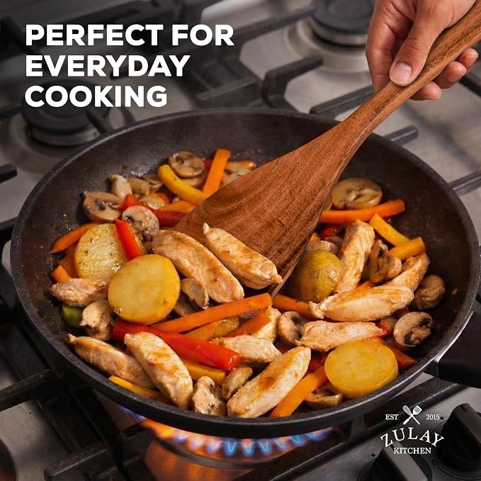 Zulay Kitchen Extra-Large 5-Piece Wooden Spoon Set