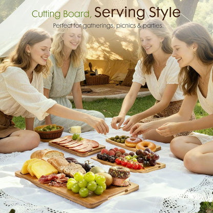 Astercook Deep-Carbonized Bamboo Cutting Boards for Kitchen with Wood Storage Stand