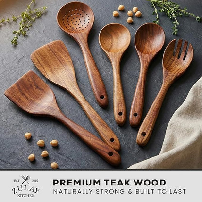 Zulay Kitchen Extra-Large 5-Piece Wooden Spoon Set