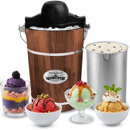 Elite Gourmet 6QT Vintage Ice Cream Maker